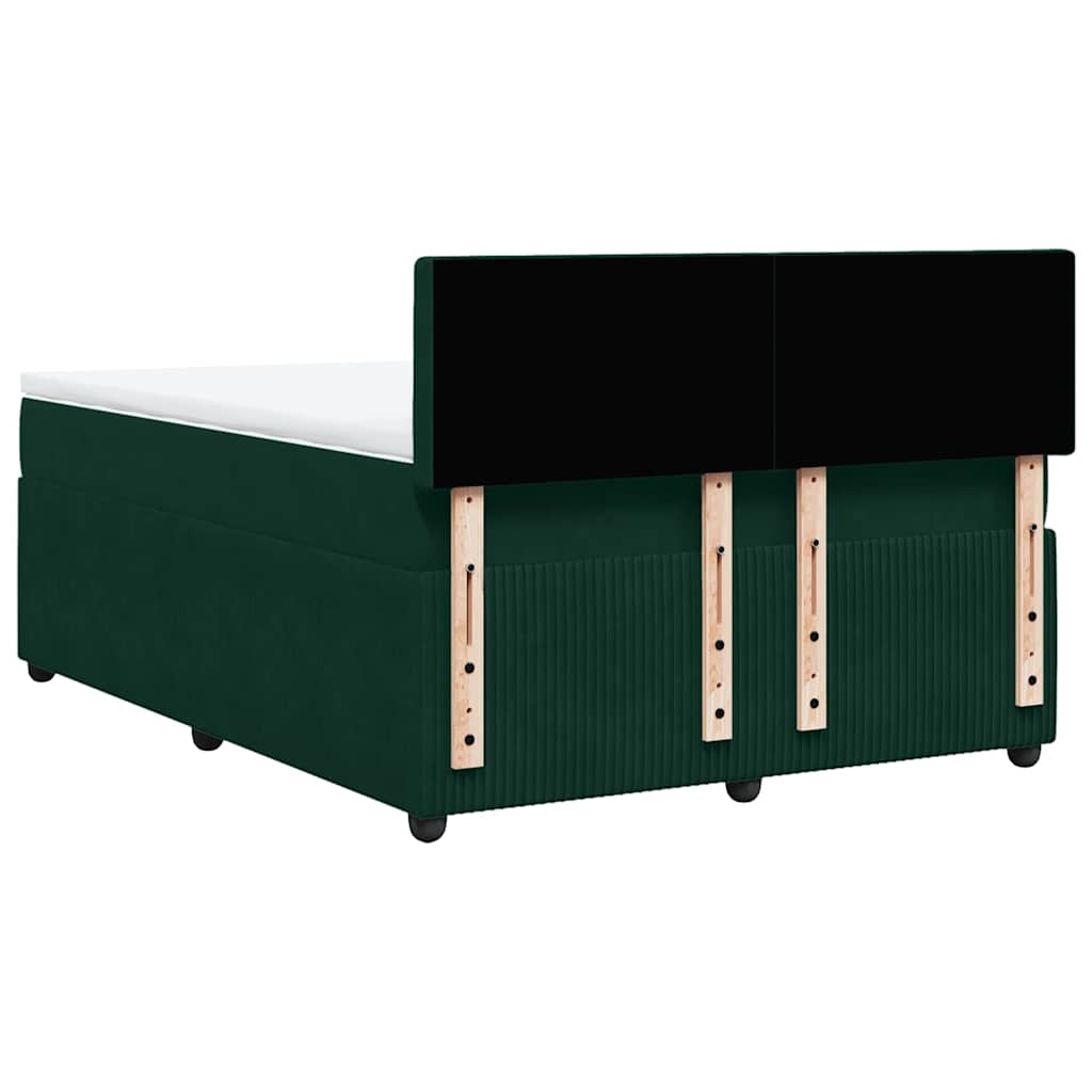 vidaXL Κρεβάτι Boxspring με Στρώμα Σκούρο Πράσινο 160x200εκ. Βελούδινο