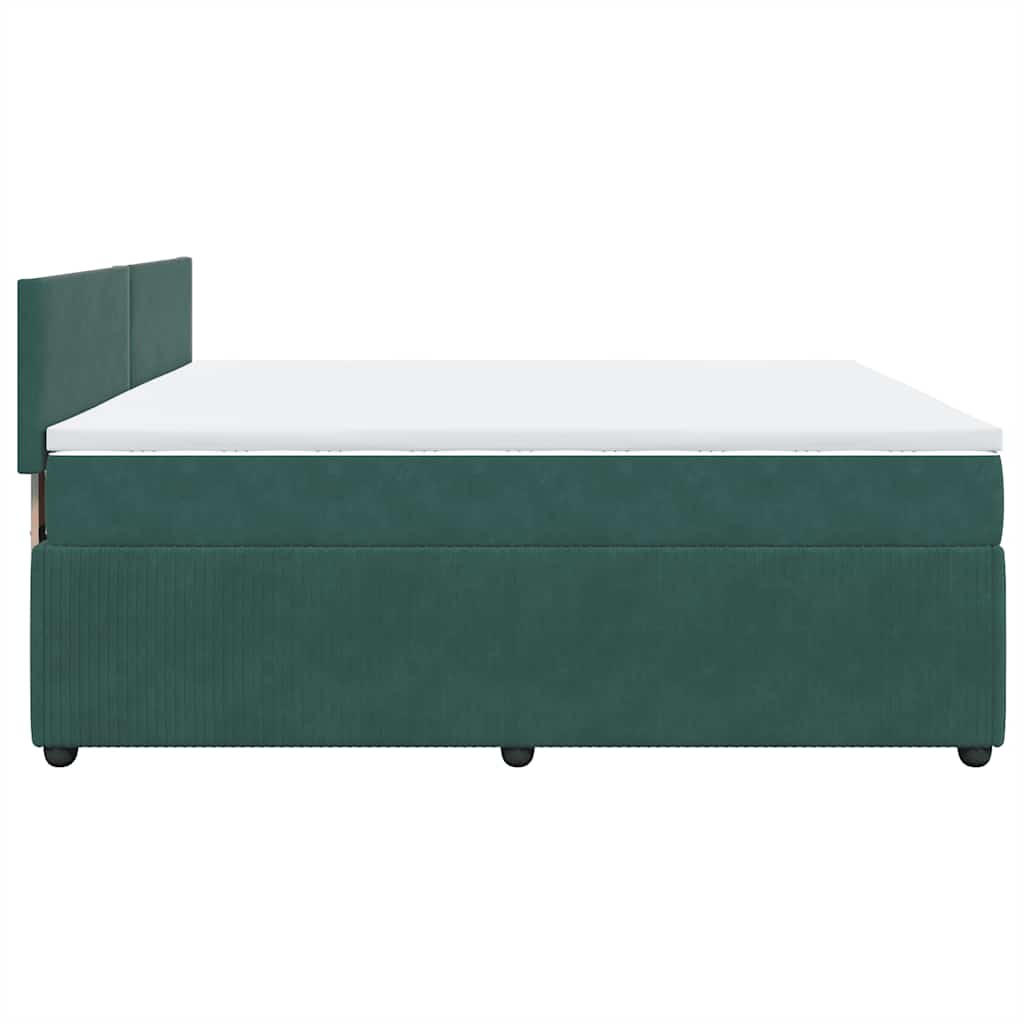 vidaXL Κρεβάτι Boxspring με Στρώμα Σκούρο Πράσινο 180x200εκ. Βελούδινο