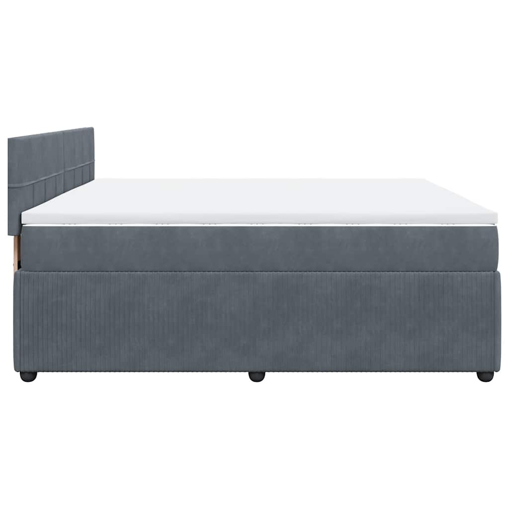 vidaXL Κρεβάτι Boxspring με Στρώμα Σκούρο Γκρι 180x200 εκ. Βελούδινο