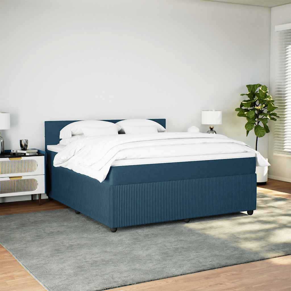 vidaXL Κρεβάτι Boxspring με Στρώμα Μπλε 180x200 εκ. Βελούδινο