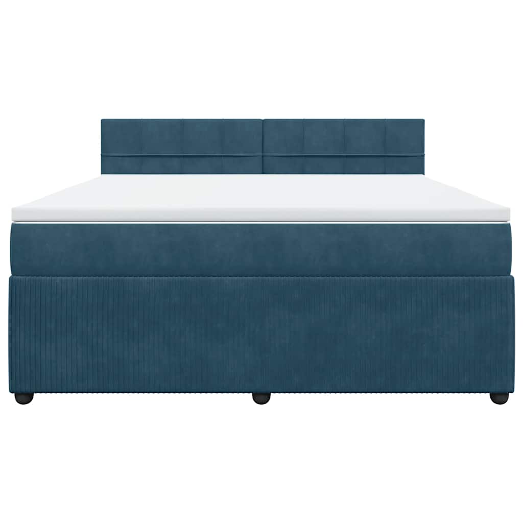vidaXL Κρεβάτι Boxspring με Στρώμα Μπλε 180x200 εκ. Βελούδινο