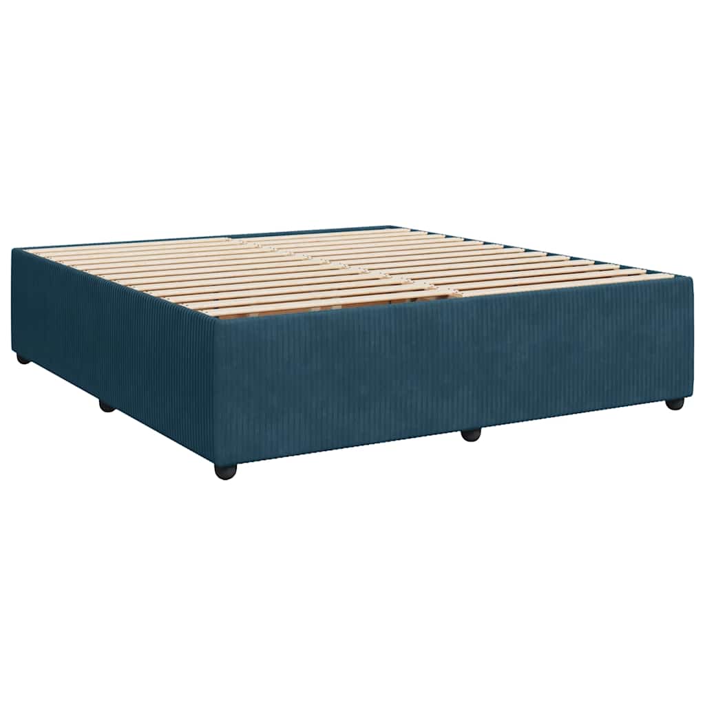 vidaXL Κρεβάτι Boxspring με Στρώμα Μπλε 180x200 εκ. Βελούδινο