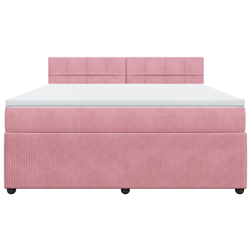 vidaXL Κρεβάτι Boxspring με Στρώμα Ροζ 180x200 εκ. Βελούδινο