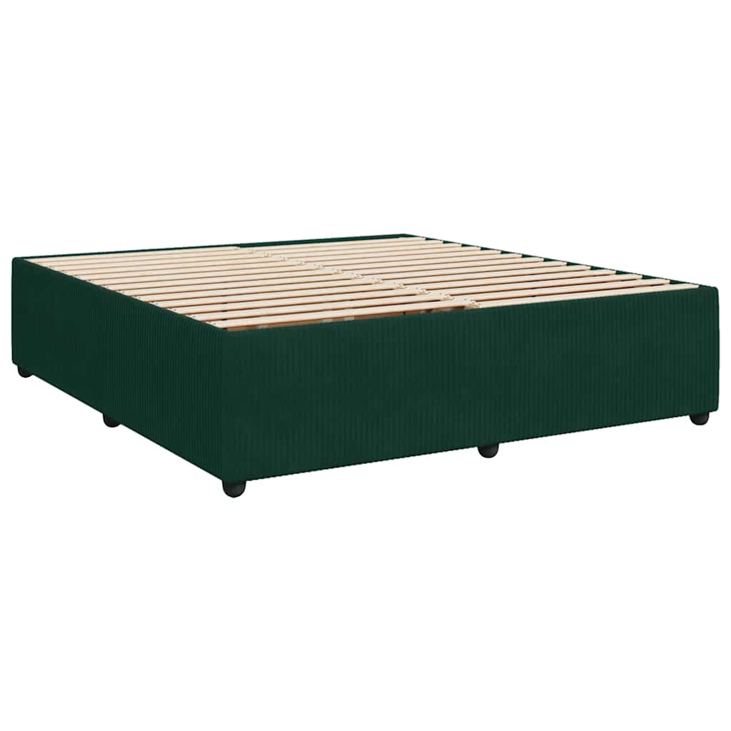 vidaXL Κρεβάτι Boxspring με Στρώμα Σκούρο Πράσινο 180x200εκ. Βελούδινο