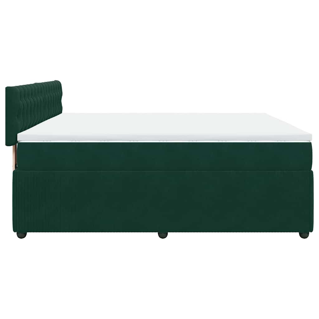 vidaXL Κρεβάτι Boxspring με Στρώμα Σκούρο Πράσινο 180x200εκ. Βελούδινο