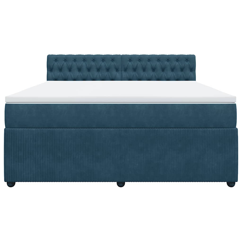 vidaXL Κρεβάτι Boxspring με Στρώμα Μπλε 180x200 εκ. Βελούδινο