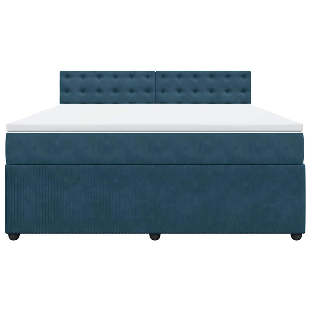 vidaXL Κρεβάτι Boxspring με Στρώμα Μπλε 180x200 εκ. Βελούδινο