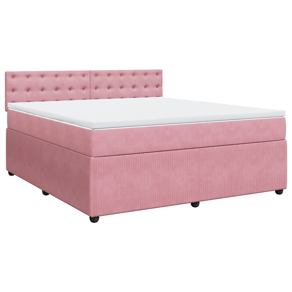 vidaXL Κρεβάτι Boxspring με Στρώμα Ροζ 180x200 εκ. Βελούδινο