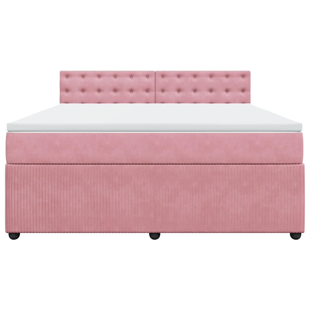 vidaXL Κρεβάτι Boxspring με Στρώμα Ροζ 180x200 εκ. Βελούδινο