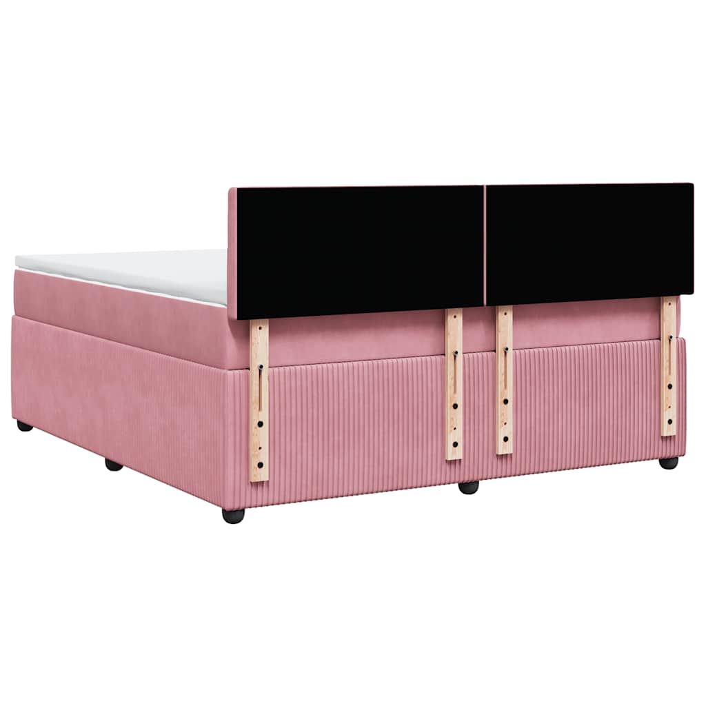 vidaXL Κρεβάτι Boxspring με Στρώμα Ροζ 180x200 εκ. Βελούδινο