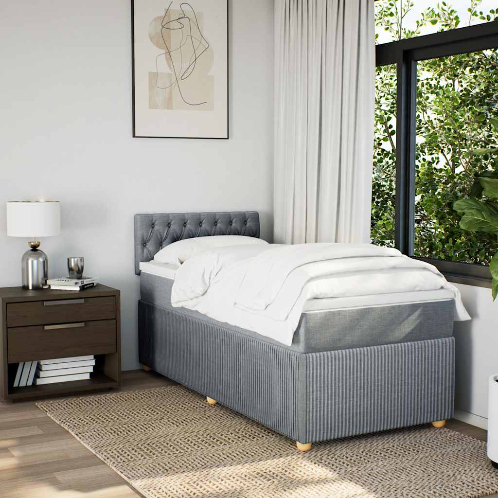 vidaXL Κρεβάτι Boxspring με Στρώμα Ανοιχτό Γκρι 200x200 εκ. Βελούδινο