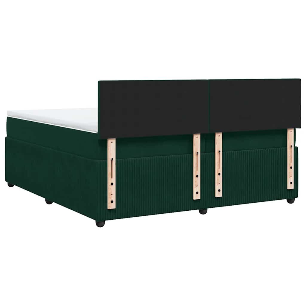vidaXL Κρεβάτι Boxspring με Στρώμα Σκούρο Πράσινο 200x200εκ. Βελούδινο