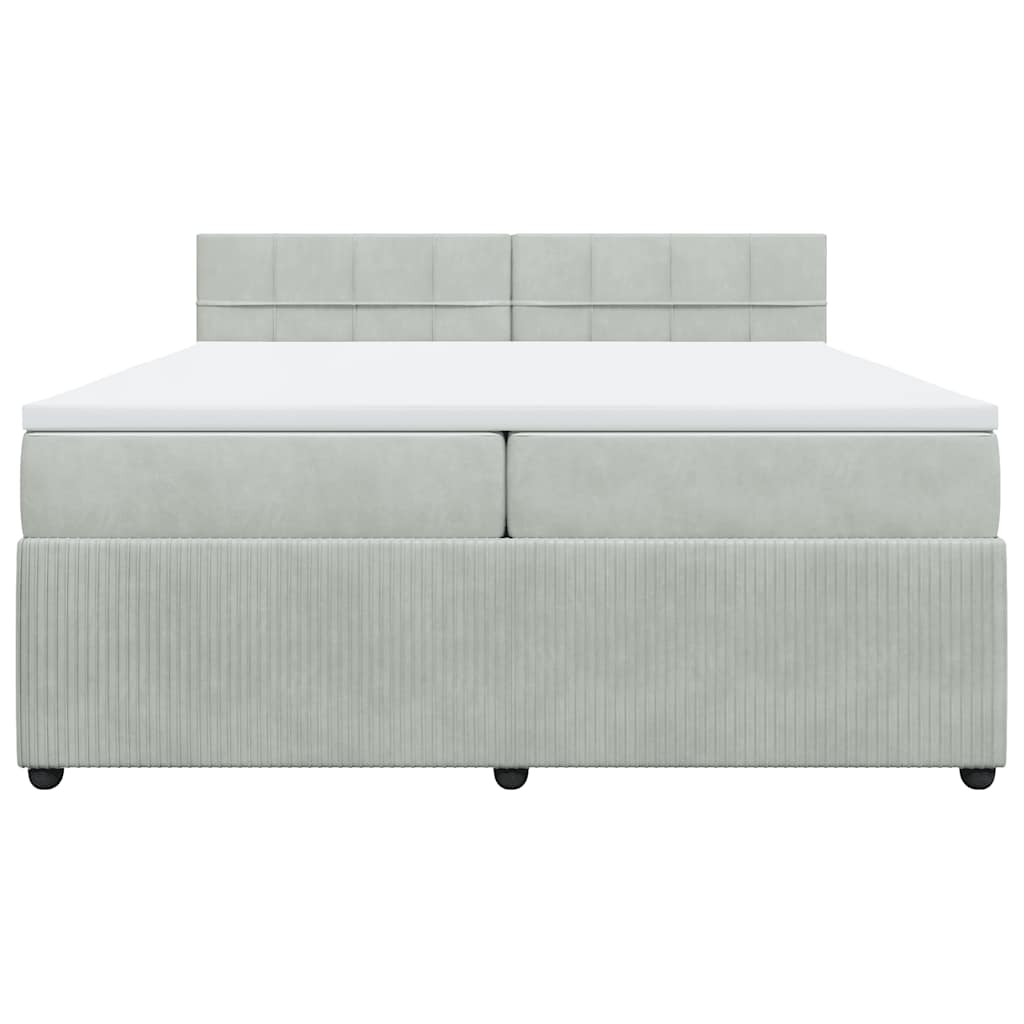 vidaXL Κρεβάτι Boxspring με Στρώμα Ανοιχτό Γκρι 200x200 εκ. Βελούδινο