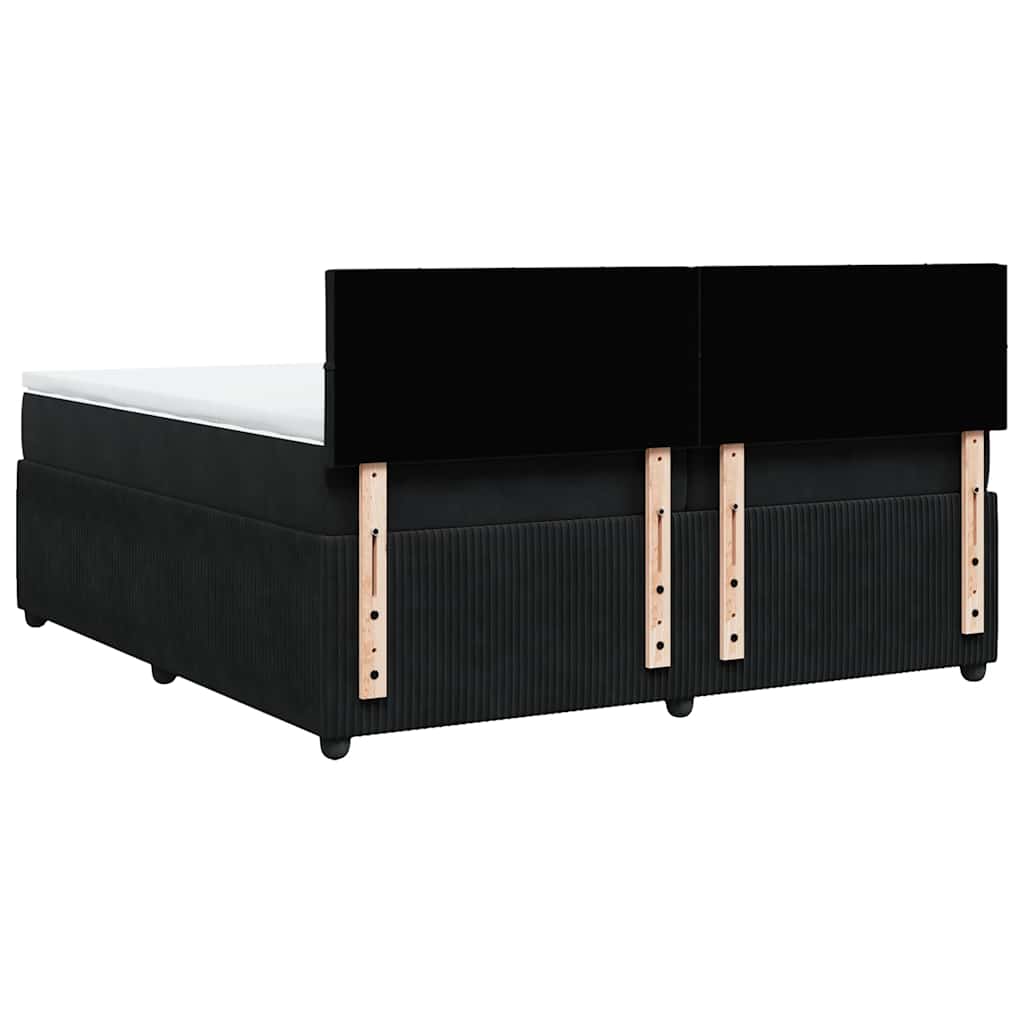 vidaXL Κρεβάτι Boxspring με Στρώμα Μαύρο 200x200 εκ. Βελούδινο