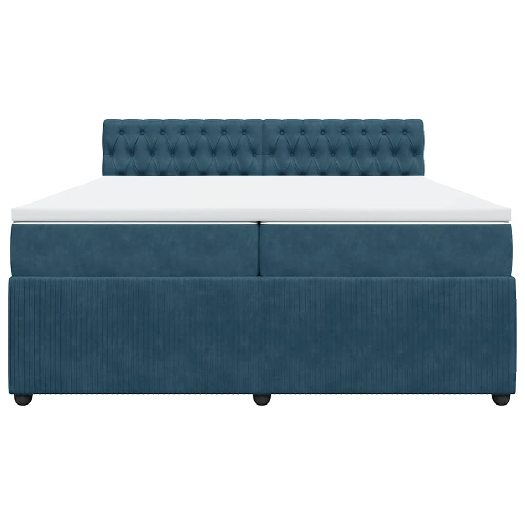 vidaXL Κρεβάτι Boxspring με Στρώμα Μπλε 200x200 εκ. Βελούδινο