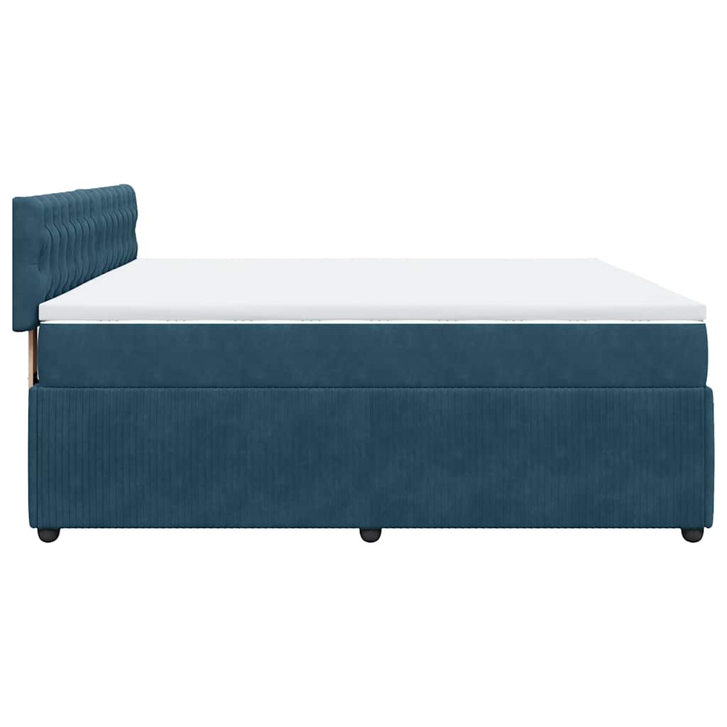 vidaXL Κρεβάτι Boxspring με Στρώμα Μπλε 200x200 εκ. Βελούδινο