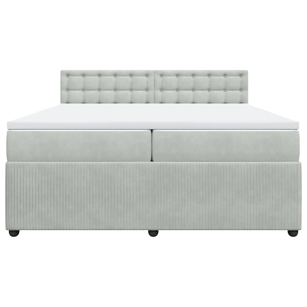 vidaXL Κρεβάτι Boxspring με Στρώμα Ανοιχτό Γκρι 200x200 εκ. Βελούδινο