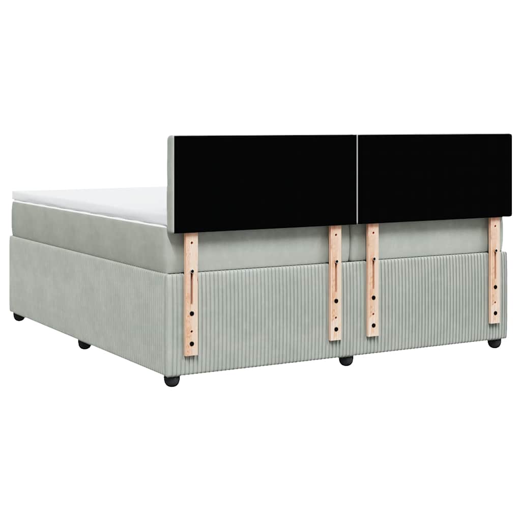 vidaXL Κρεβάτι Boxspring με Στρώμα Ανοιχτό Γκρι 200x200 εκ. Βελούδινο