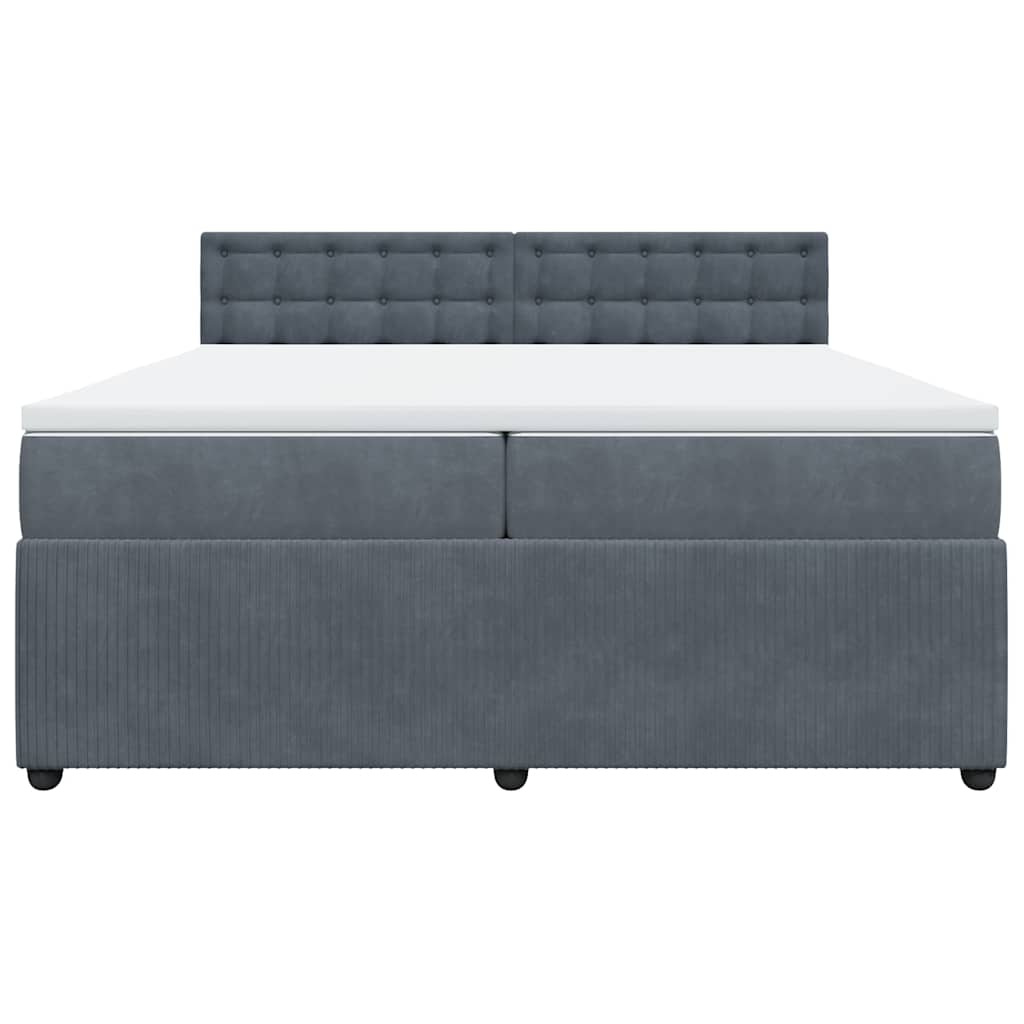 vidaXL Κρεβάτι Boxspring με Στρώμα Σκούρο Γκρι 200x200 εκ. Βελούδινο