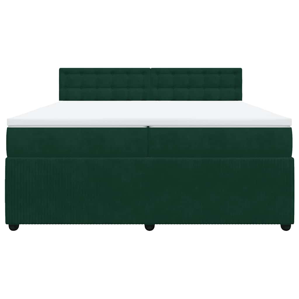 vidaXL Κρεβάτι Boxspring με Στρώμα Σκούρο Πράσινο 200x200εκ. Βελούδινο