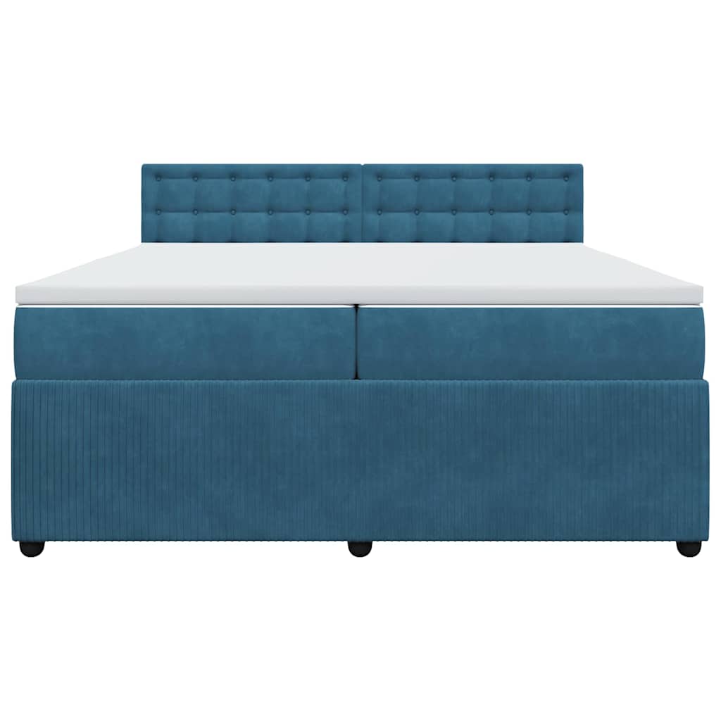 vidaXL Κρεβάτι Boxspring με Στρώμα Μπλε 200x200 εκ. Βελούδινο