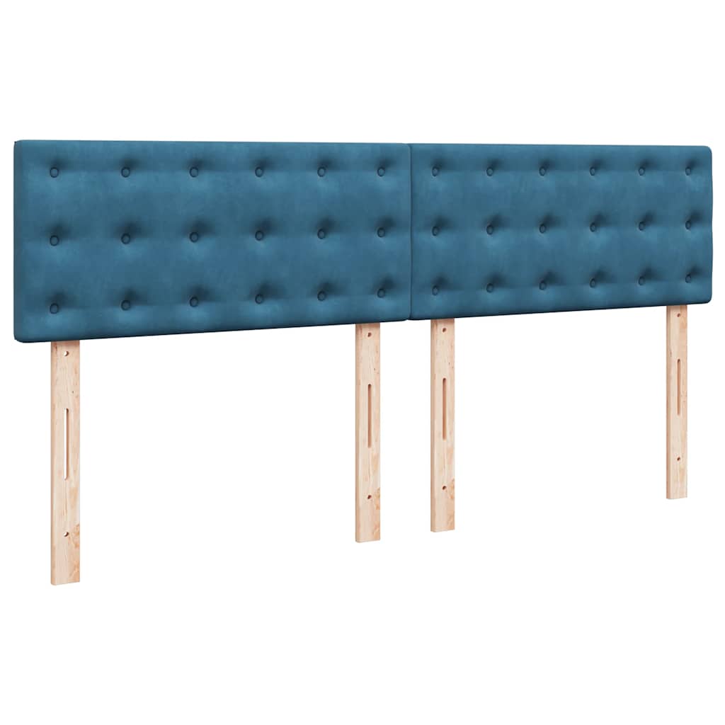 vidaXL Κρεβάτι Boxspring με Στρώμα Μπλε 200x200 εκ. Βελούδινο