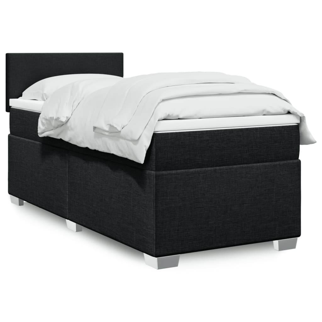 vidaXL Κρεβάτι Boxspring με Στρώμα Μαύρο 80 x 200 εκ. Υφασμάτινο