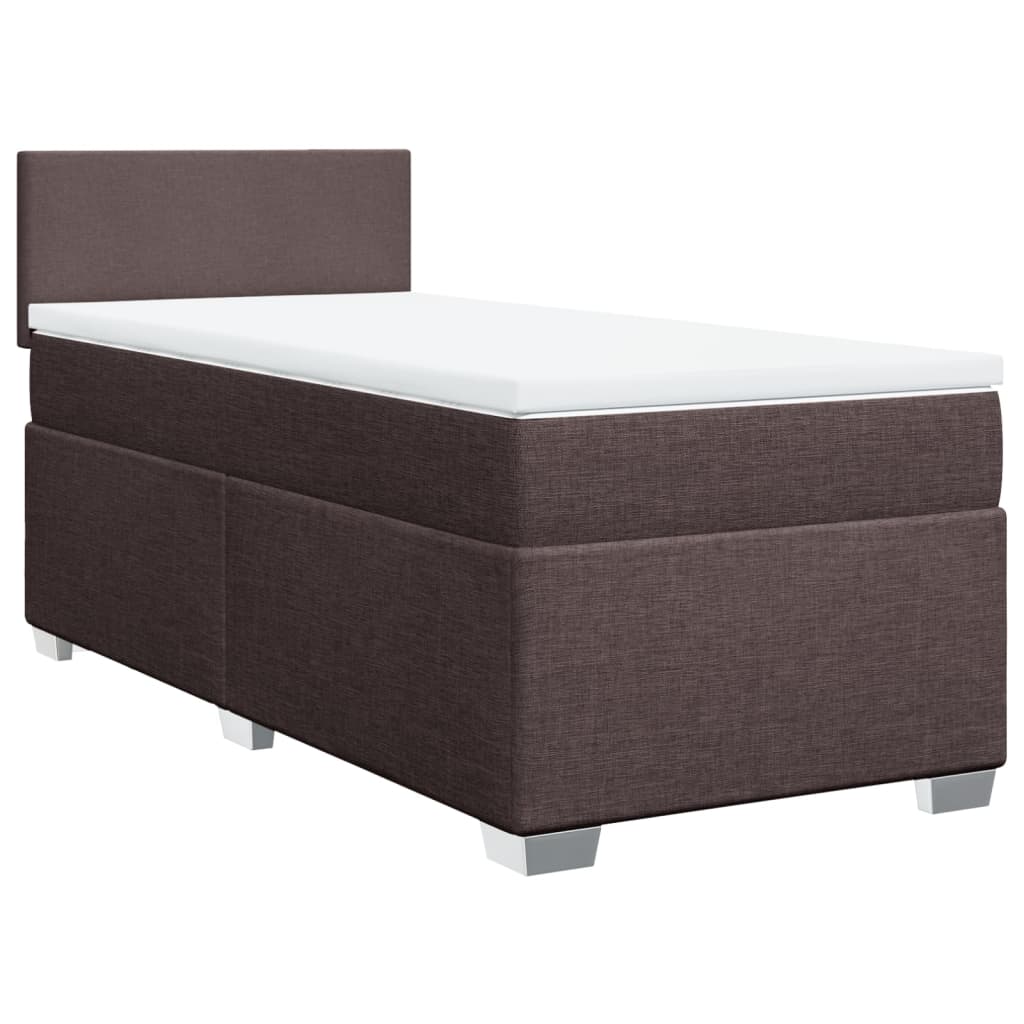 vidaXL Κρεβάτι Boxspring με Στρώμα Σκούρο Καφέ 80x200 εκ. Υφασμάτινο