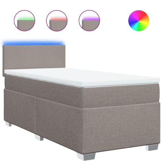 vidaXL Κρεβάτι Boxspring με Στρώμα Taupe 80x200 εκ. Υφασμάτινο