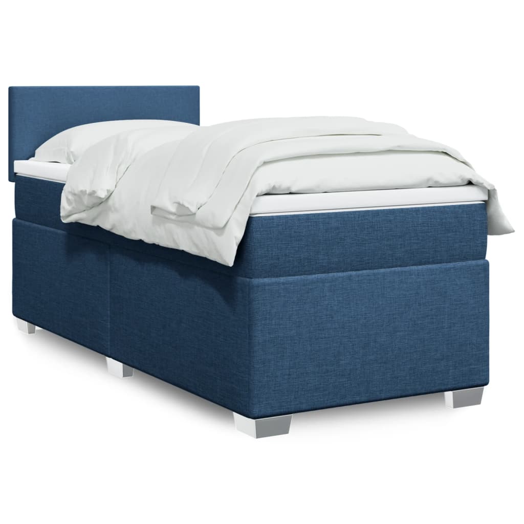 vidaXL Κρεβάτι Boxspring με Στρώμα Μπλε 80x200 εκ. Υφασμάτινο