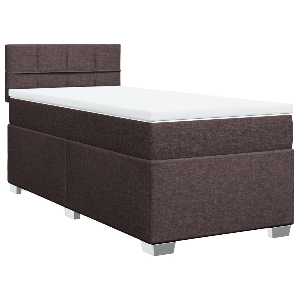 vidaXL Κρεβάτι Boxspring με Στρώμα Σκούρο Καφέ 80x200 εκ. Υφασμάτινο