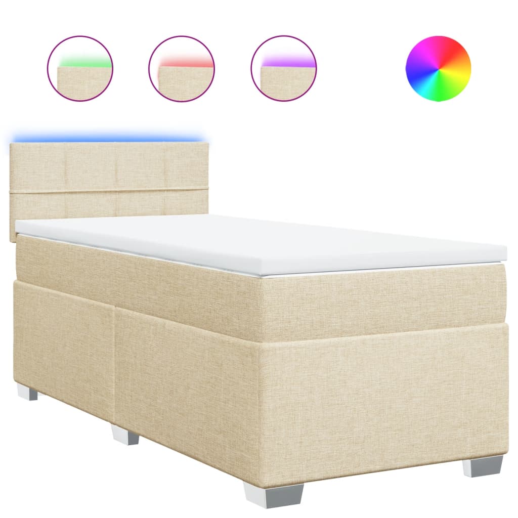 vidaXL Κρεβάτι Boxspring με Στρώμα Κρεμ 80 x 200 εκ. Υφασμάτινο