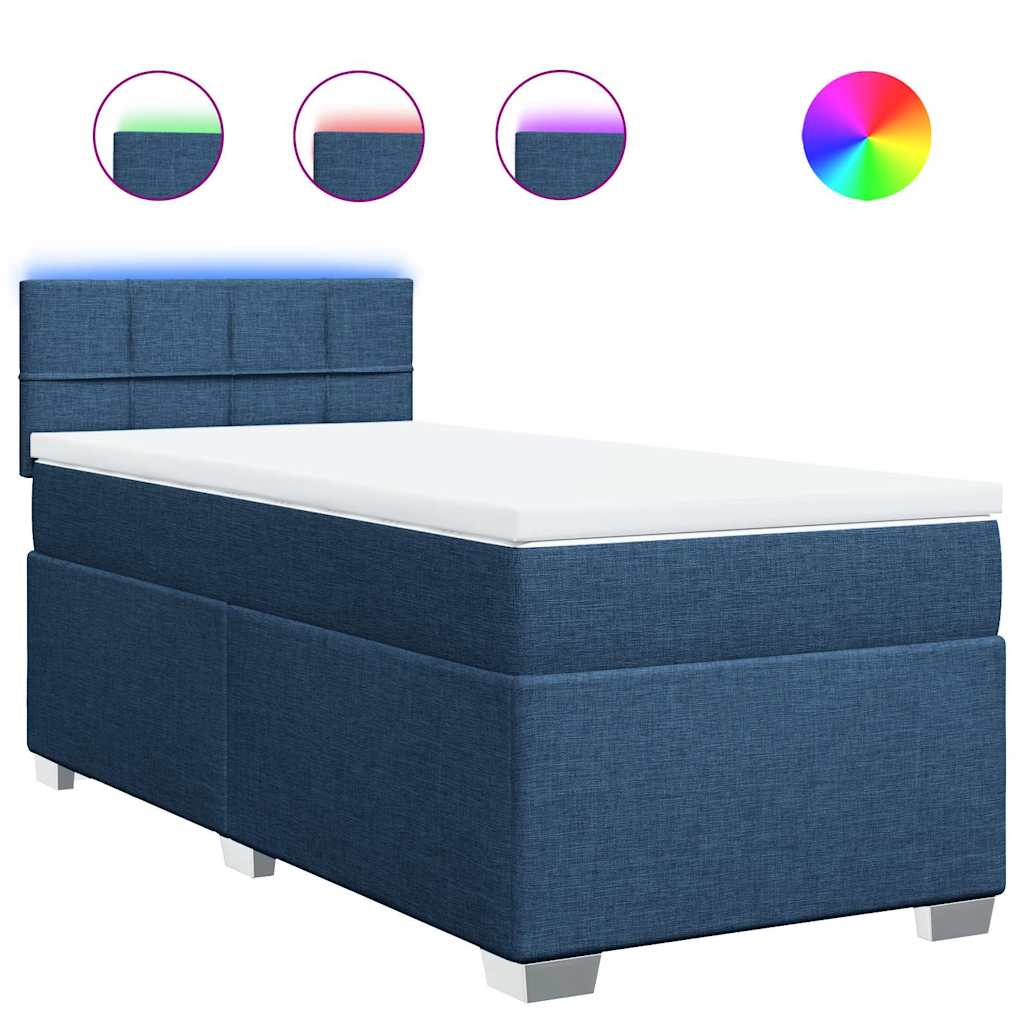 vidaXL Κρεβάτι Boxspring με Στρώμα Μπλε 80x200 εκ. Υφασμάτινο