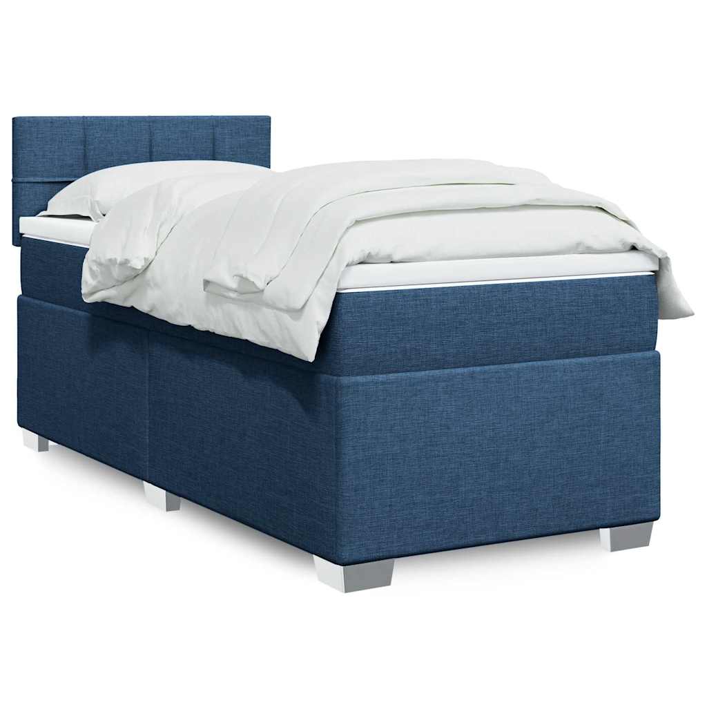 vidaXL Κρεβάτι Boxspring με Στρώμα Μπλε 80x200 εκ. Υφασμάτινο
