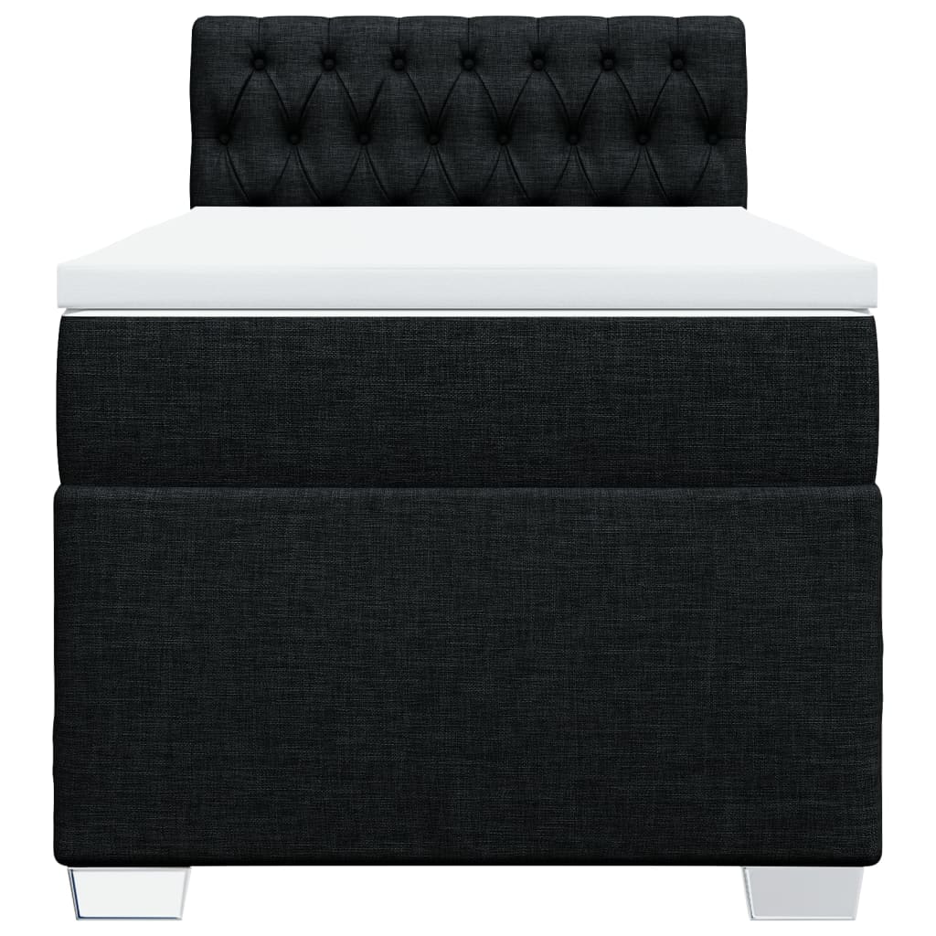 vidaXL Κρεβάτι Boxspring με Στρώμα Μαύρο 80 x 200 εκ. Υφασμάτινο
