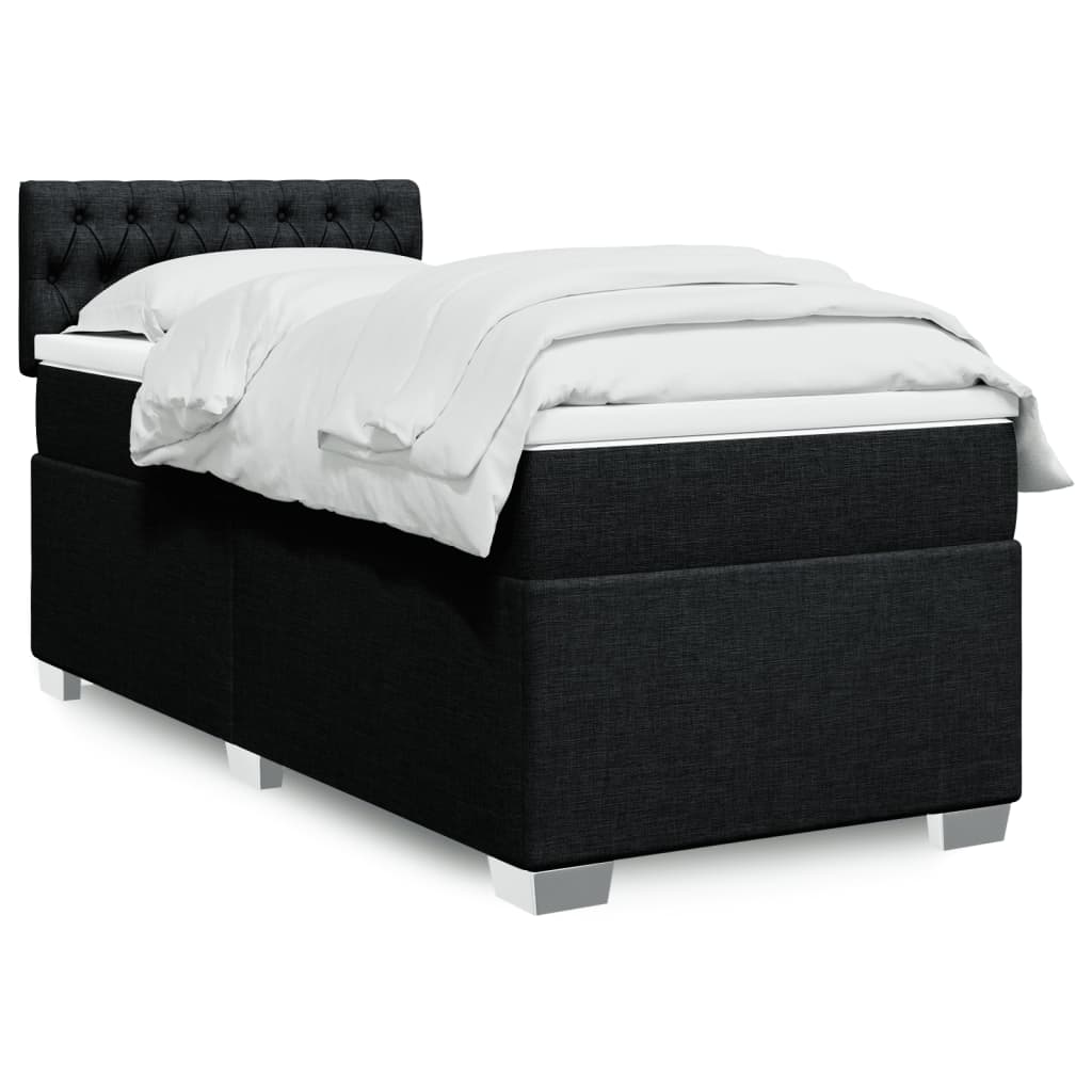 vidaXL Κρεβάτι Boxspring με Στρώμα Μαύρο 80 x 200 εκ. Υφασμάτινο