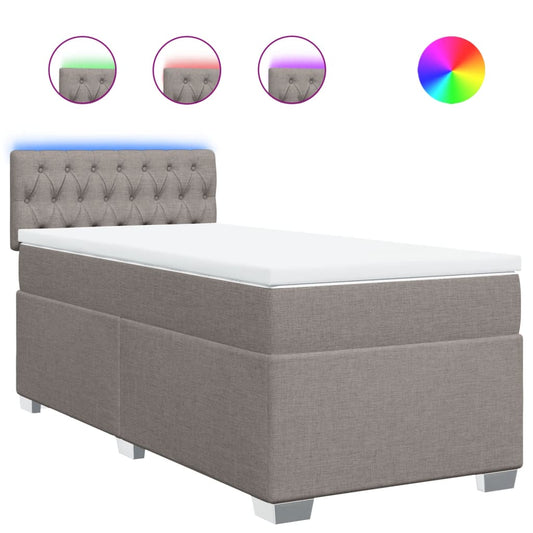 vidaXL Κρεβάτι Boxspring με Στρώμα Taupe 80x200 εκ. Υφασμάτινο