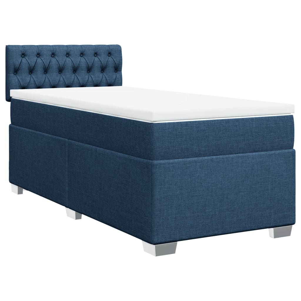 vidaXL Κρεβάτι Boxspring με Στρώμα Μπλε 80x200 εκ. Υφασμάτινο