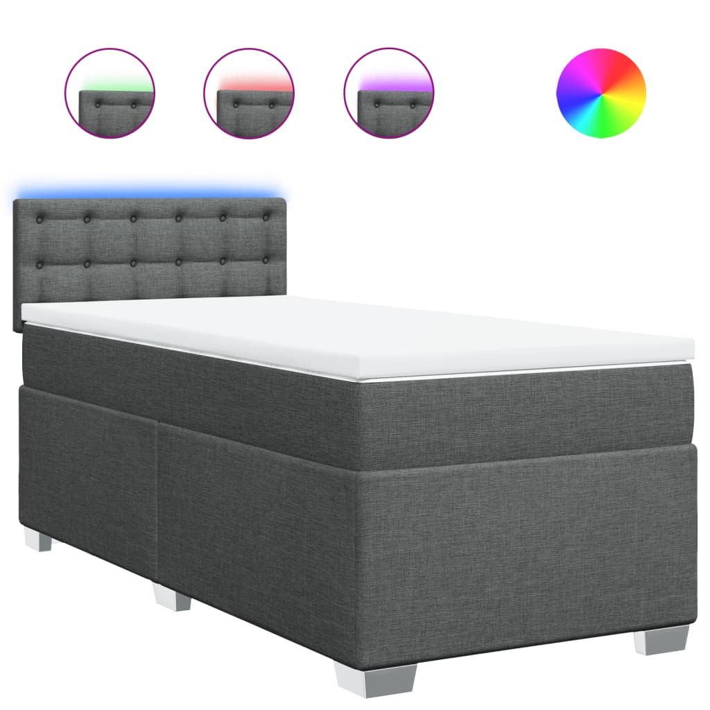 vidaXL Κρεβάτι Boxspring με Στρώμα Σκούρο Γκρι 80x200 εκ. Υφασμάτινο