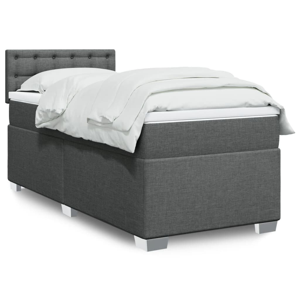 vidaXL Κρεβάτι Boxspring με Στρώμα Σκούρο Γκρι 80x200 εκ. Υφασμάτινο