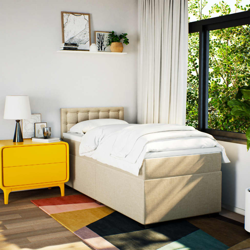 vidaXL Κρεβάτι Boxspring με Στρώμα Κρεμ 80 x 200 εκ. Υφασμάτινο
