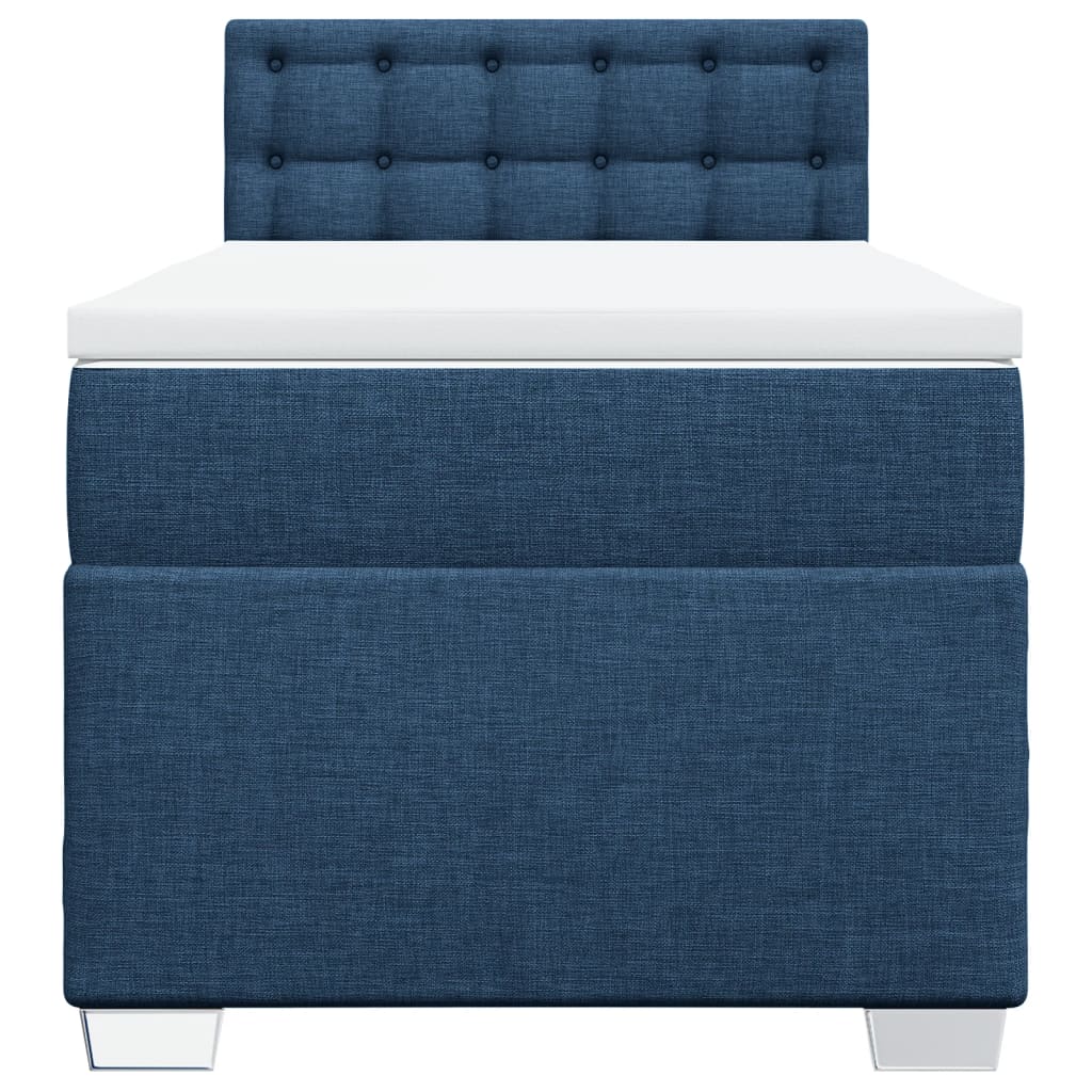 vidaXL Κρεβάτι Boxspring με Στρώμα Μπλε 80x200 εκ. Υφασμάτινο