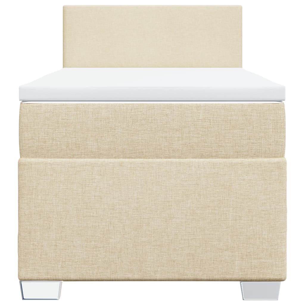vidaXL Κρεβάτι Boxspring με Στρώμα Κρεμ 90x190 εκ.Υφασμάτινο