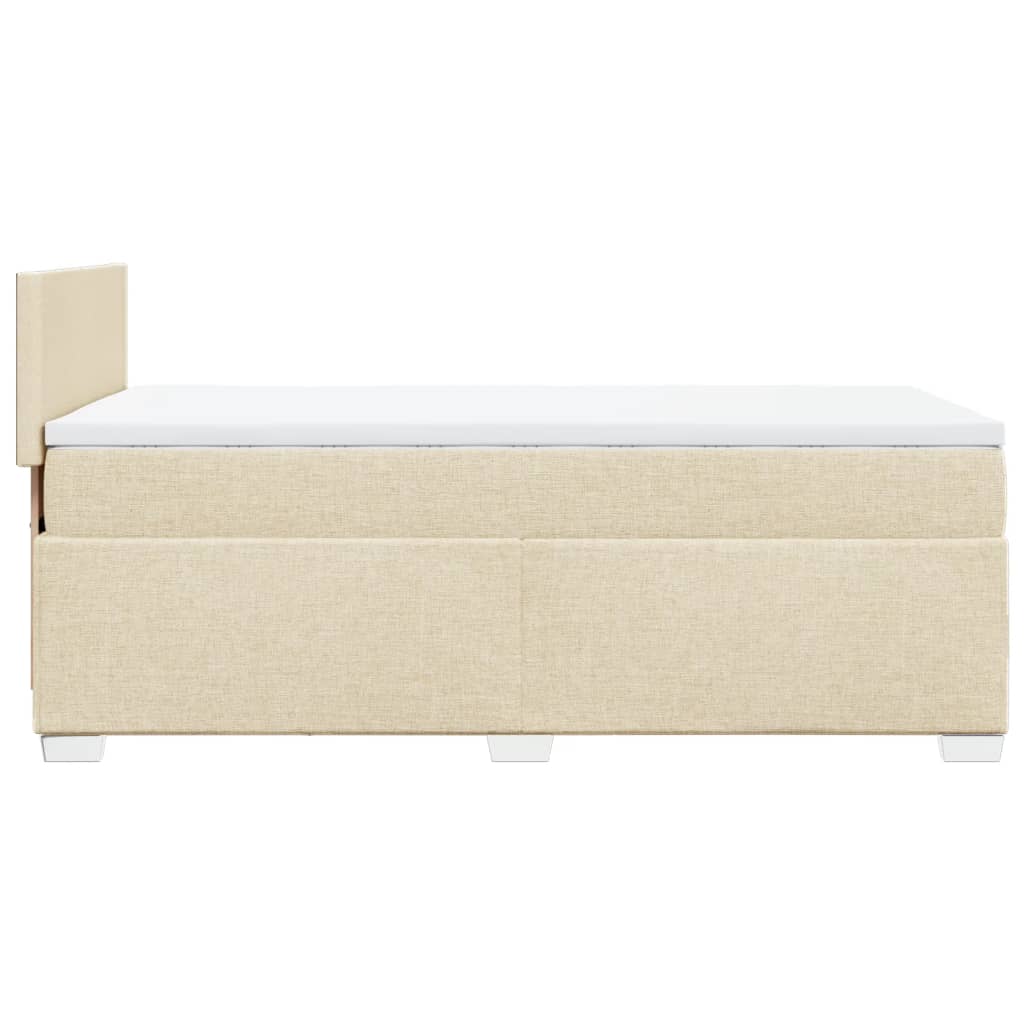 vidaXL Κρεβάτι Boxspring με Στρώμα Κρεμ 90x190 εκ.Υφασμάτινο