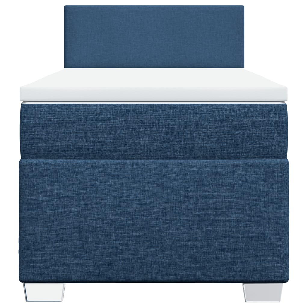 vidaXL Κρεβάτι Boxspring με Στρώμα Μπλε 90x190 εκ.Υφασμάτινο