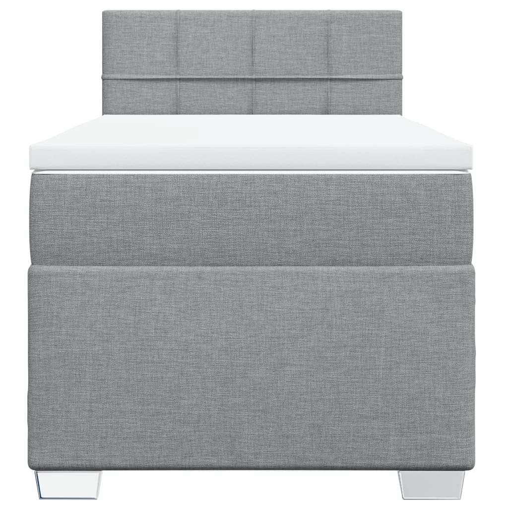 vidaXL Κρεβάτι Boxspring με Στρώμα Ανοιχτό Γκρι 90x190 εκ. Υφασμάτινο