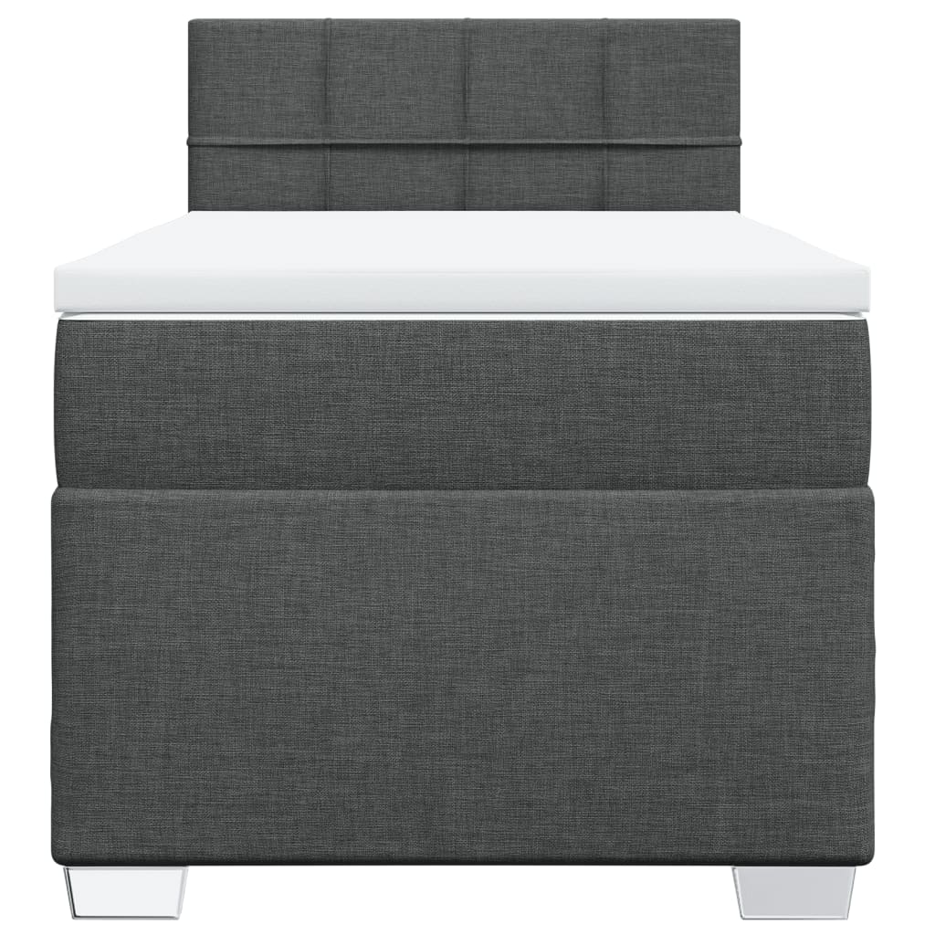vidaXL Κρεβάτι Boxspring με Στρώμα Σκούρο Γκρι 90x190 εκ. Υφασμάτινο