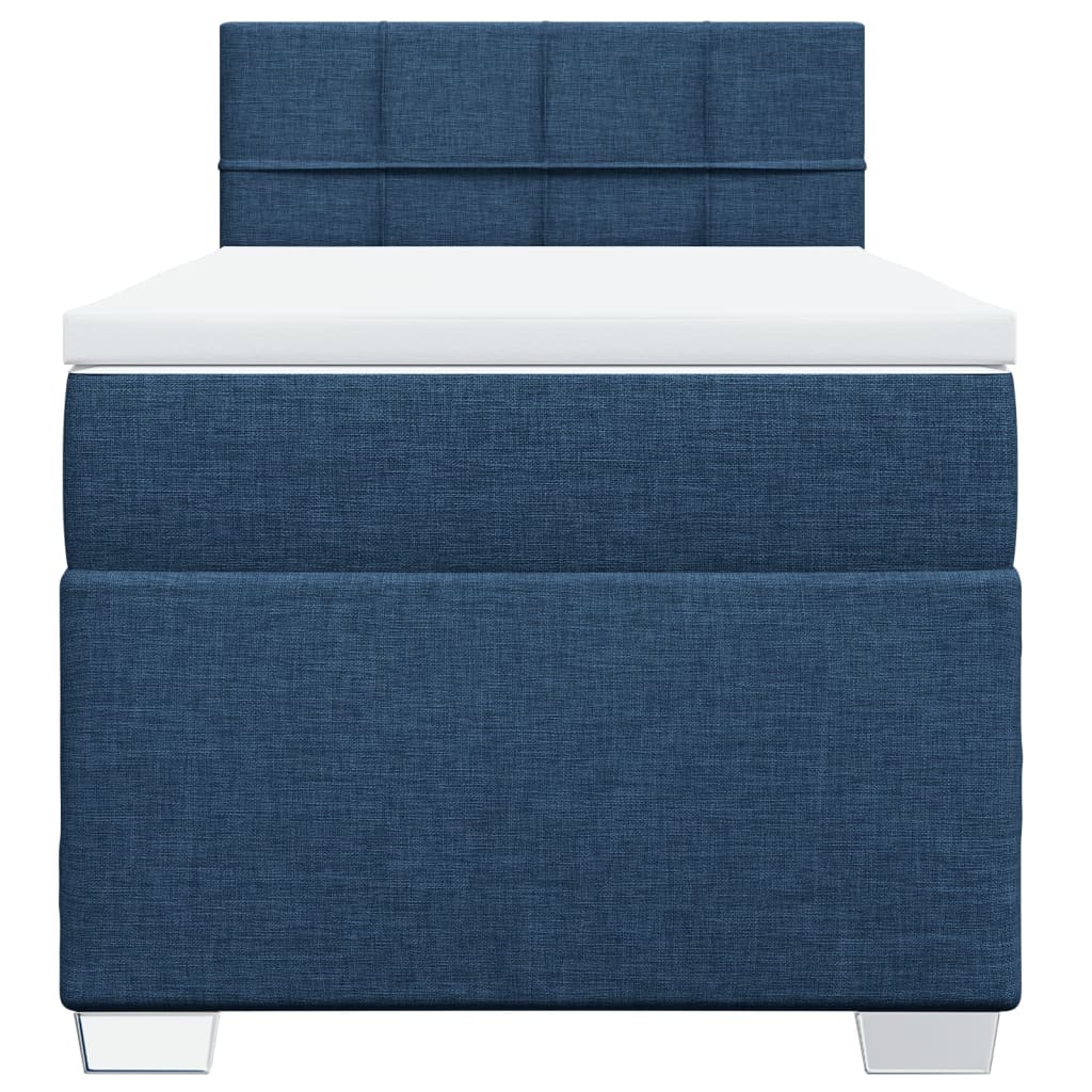 vidaXL Κρεβάτι Boxspring με Στρώμα Μπλε 90x190 εκ.Υφασμάτινο