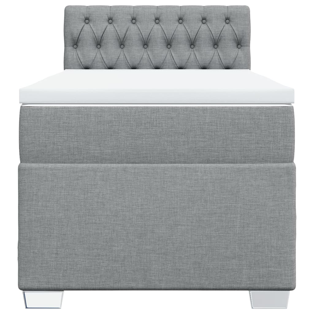 vidaXL Κρεβάτι Boxspring με Στρώμα Ανοιχτό Γκρι 90x190 εκ. Υφασμάτινο