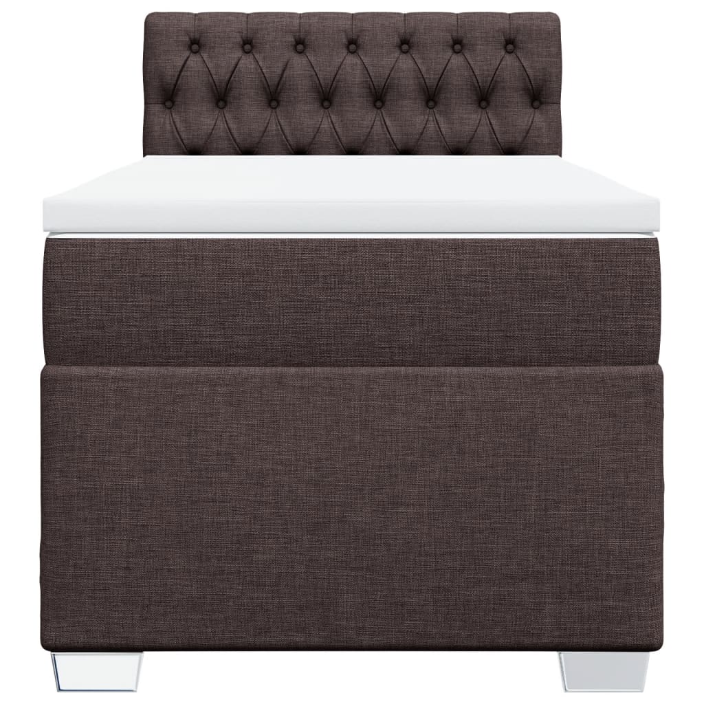 vidaXL Κρεβάτι Boxspring με Στρώμα Σκούρο Καφέ 90x190 εκ. Υφασμάτινο
